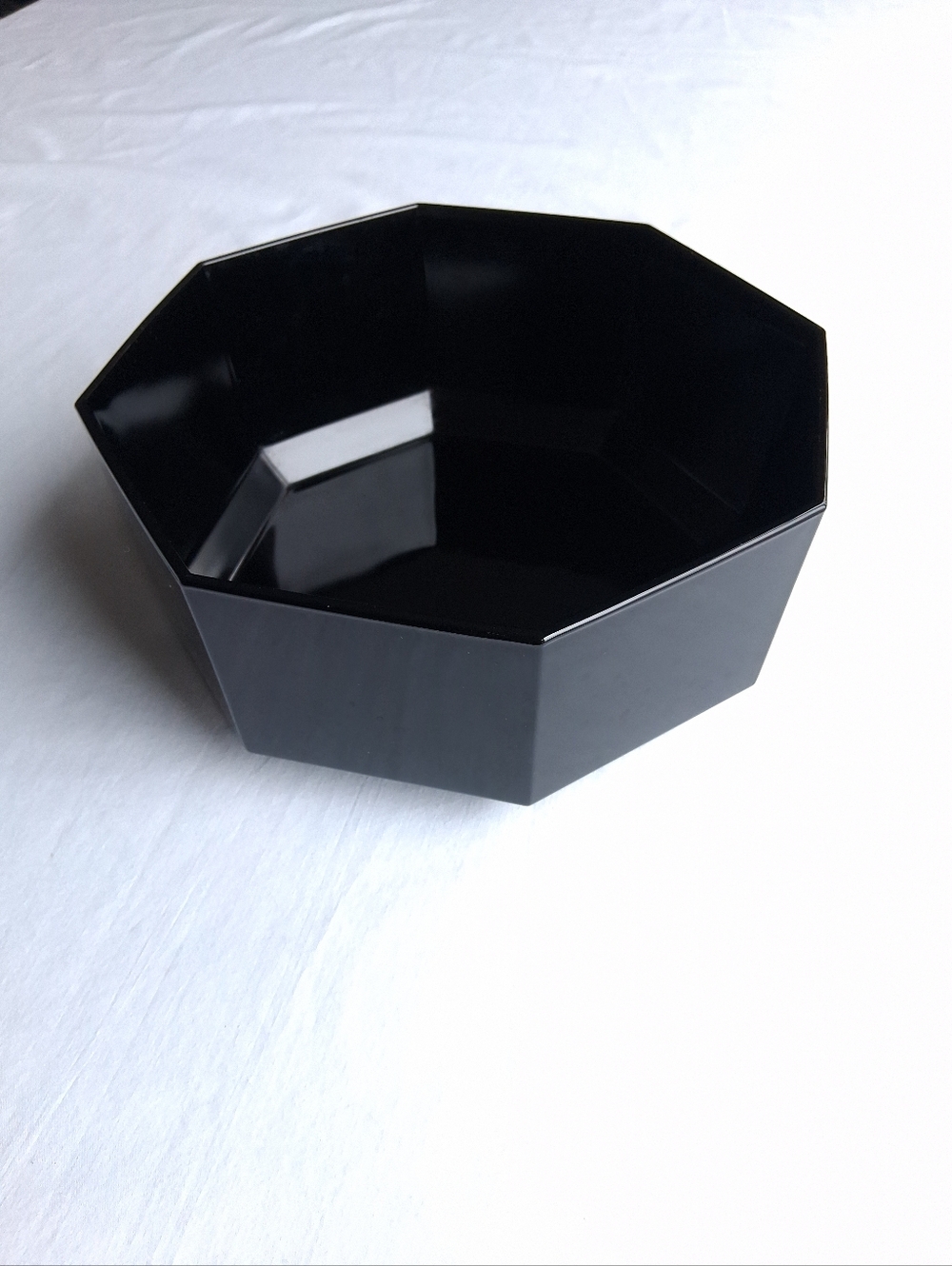 Vintage Arcoroc Octime Large Bowl Black Glass 80s
